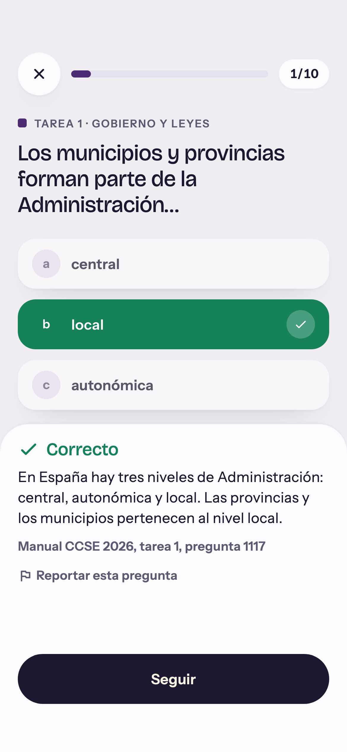 Cada respuesta, explicada con el manual