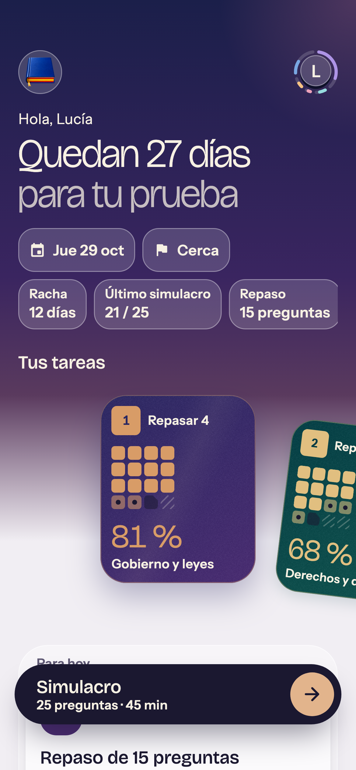 Un plan hasta el día de tu prueba